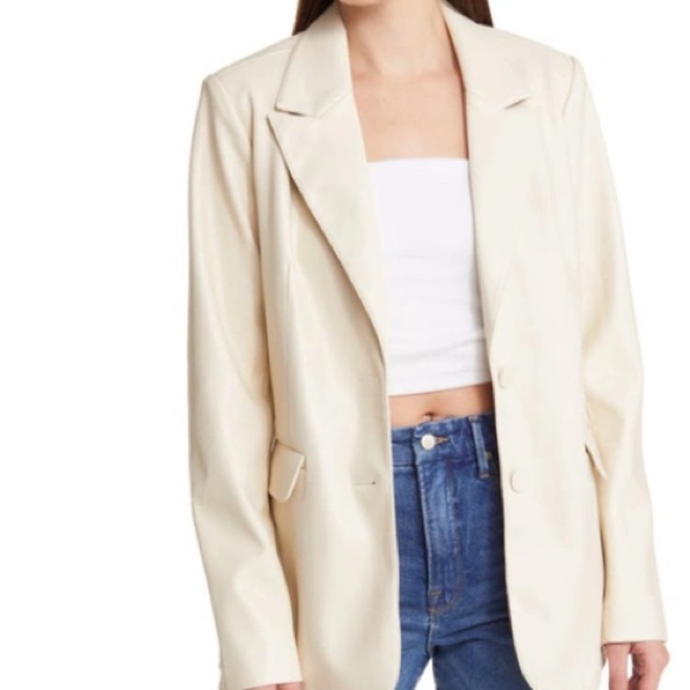 NWOT Good American Better Than Leather Faux Leather Blazer Sz 0 Elevated Casual